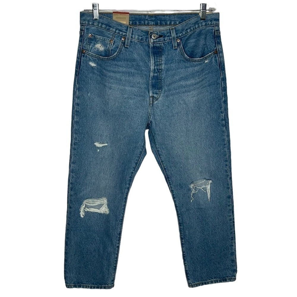 Levi’s 501 Original Cropped Distressed Denim Jeans NWT
